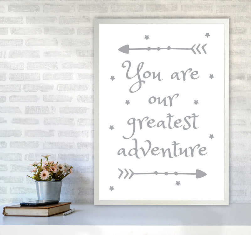 You Are Our Greatest Adventure Grey Modern Print A1 Oak Frame