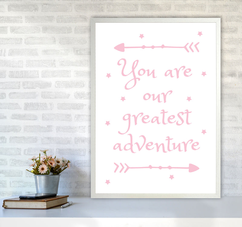 You Are Our Greatest Adventure Pink Modern Print A1 Oak Frame