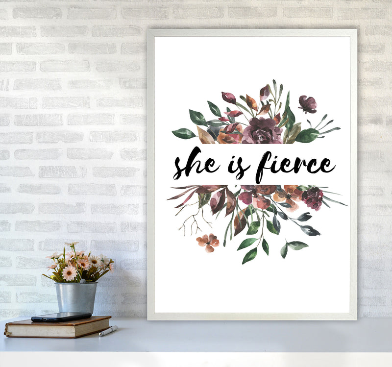 She Is Fierce Mixed Floral Modern Print A1 Oak Frame