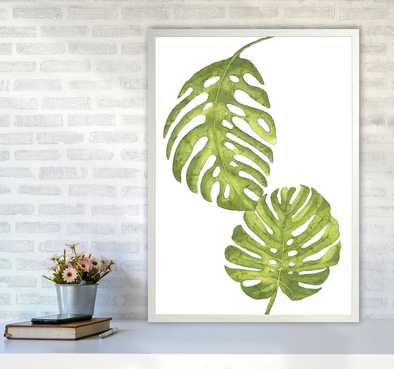 Monstera Leaf Modern Print, Framed Botanical & Nature Art Print A1 Oak Frame