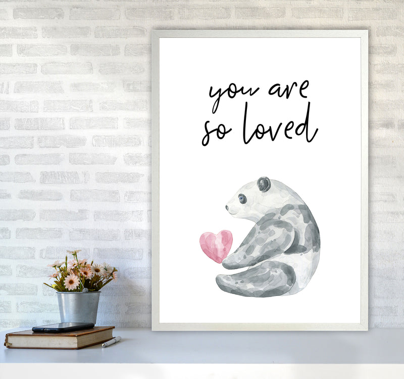 Panda You Are So Loved Framed Nursey Wall Art Print A1 Oak Frame