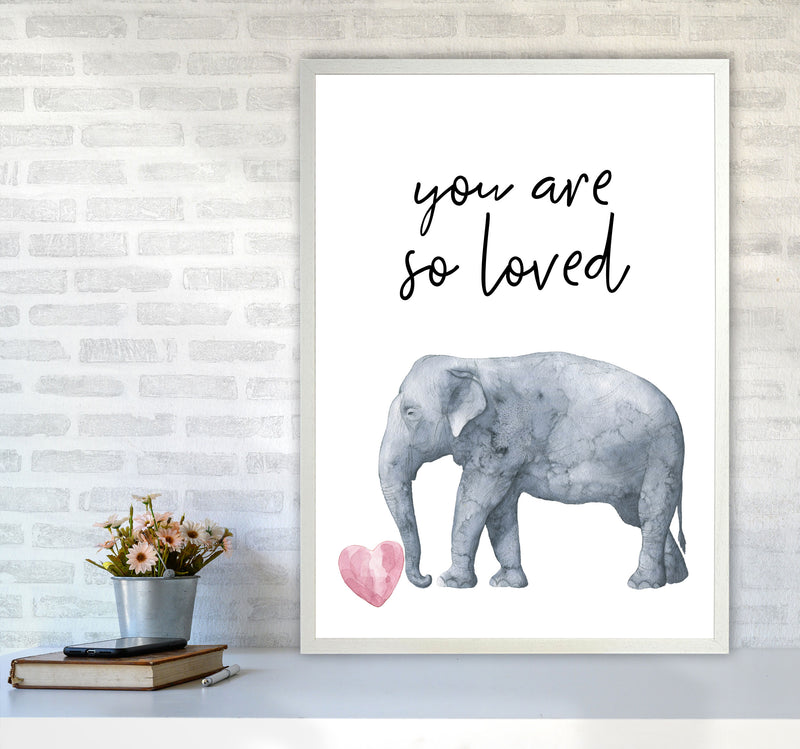 Elephant You Are So Loved Framed Nursey Wall Art Print A1 Oak Frame