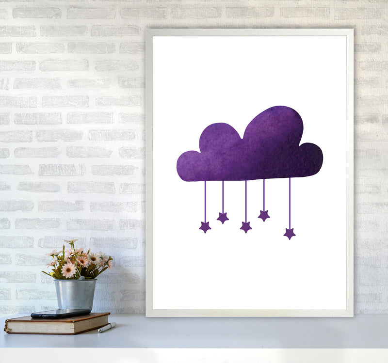 Purple Cloud Watercolour Modern Print A1 Oak Frame