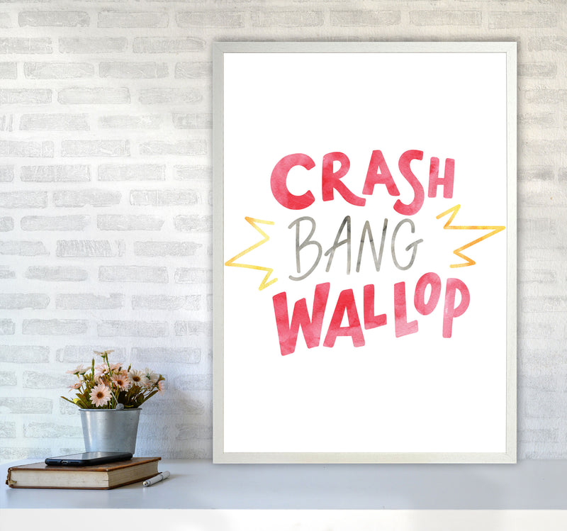 Crash Bang Wallop Watercolour Modern Print A1 Oak Frame