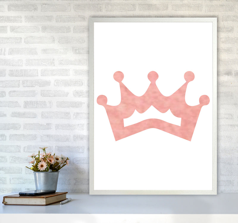 Peach Crown Watercolour Modern Print A1 Oak Frame