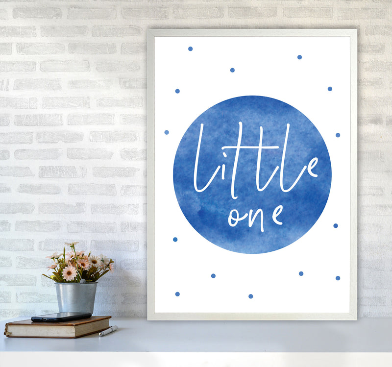 Little One Blue Watercolour Modern Print A1 Oak Frame