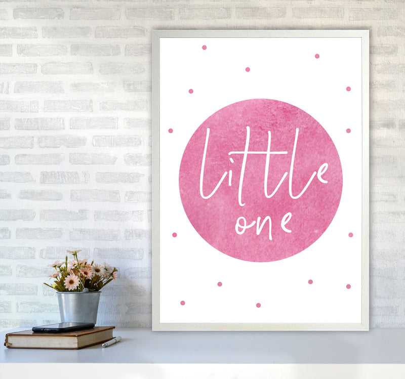 Little One Pink Watercolour Modern Print A1 Oak Frame