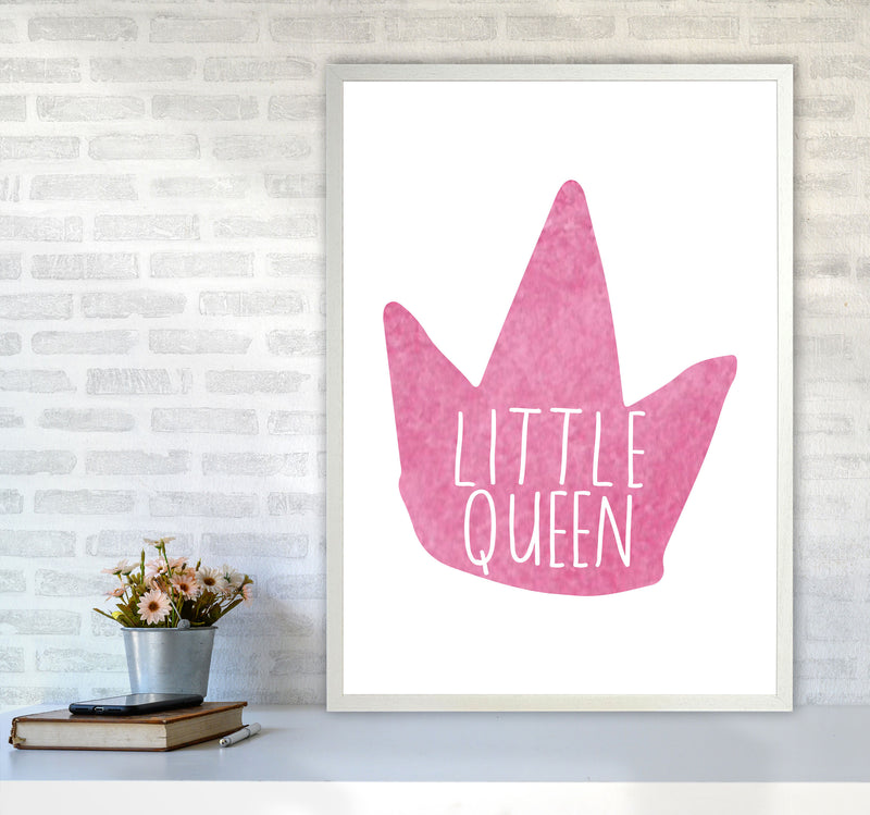 Little Queen Pink Crown Watercolour Modern Print A1 Oak Frame
