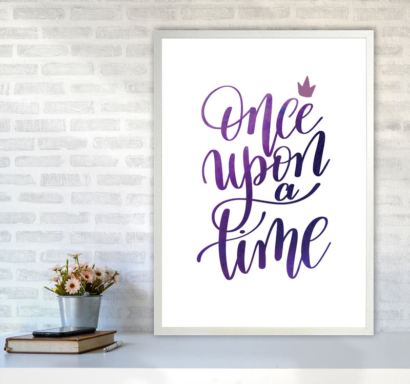 Once Upon A Time Purple Watercolour Modern Print A1 Oak Frame
