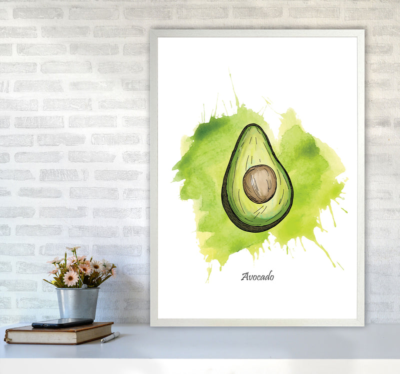 Avocado Modern Print, Framed Kitchen Wall Art A1 Oak Frame