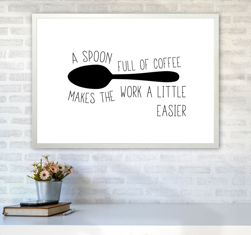 A Spoon Full Of Coffee Modern Print, Framed Kitchen Wall Art A1 Oak Frame