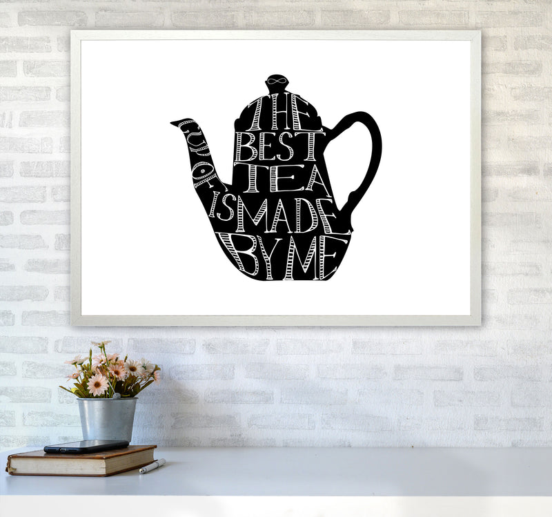 The Best Tea Modern Print, Framed Kitchen Wall Art A1 Oak Frame