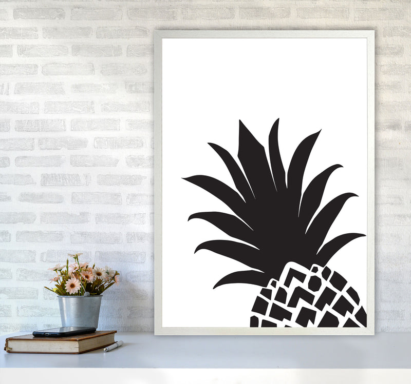 Black Pineapple 1 Modern Print, Framed Kitchen Wall Art A1 Oak Frame