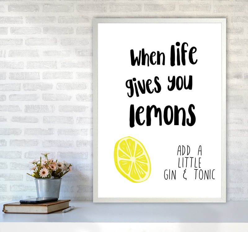 Humorous Gin Sayings Multi Set Kitchen Typography Wall Art A1 Oak Frame
