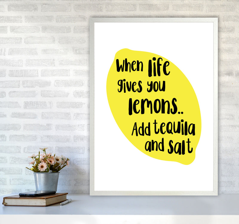 When Life Gives You Lemons, Tequila Modern Print, Framed Kitchen Wall Art A1 Oak Frame