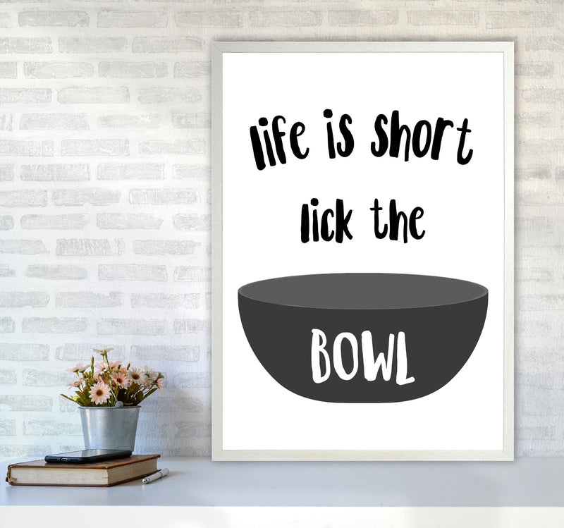 Lick The Bowl Modern Print, Framed Kitchen Wall Art A1 Oak Frame