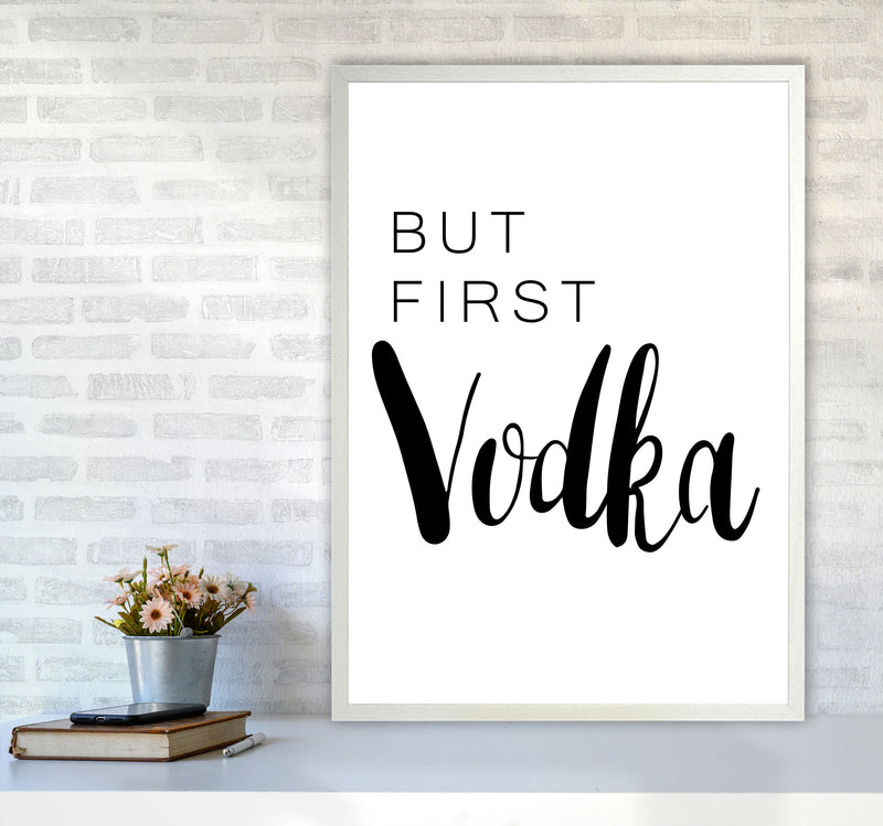 But First Vodka Modern Print, Framed Kitchen Wall Art A1 Oak Frame