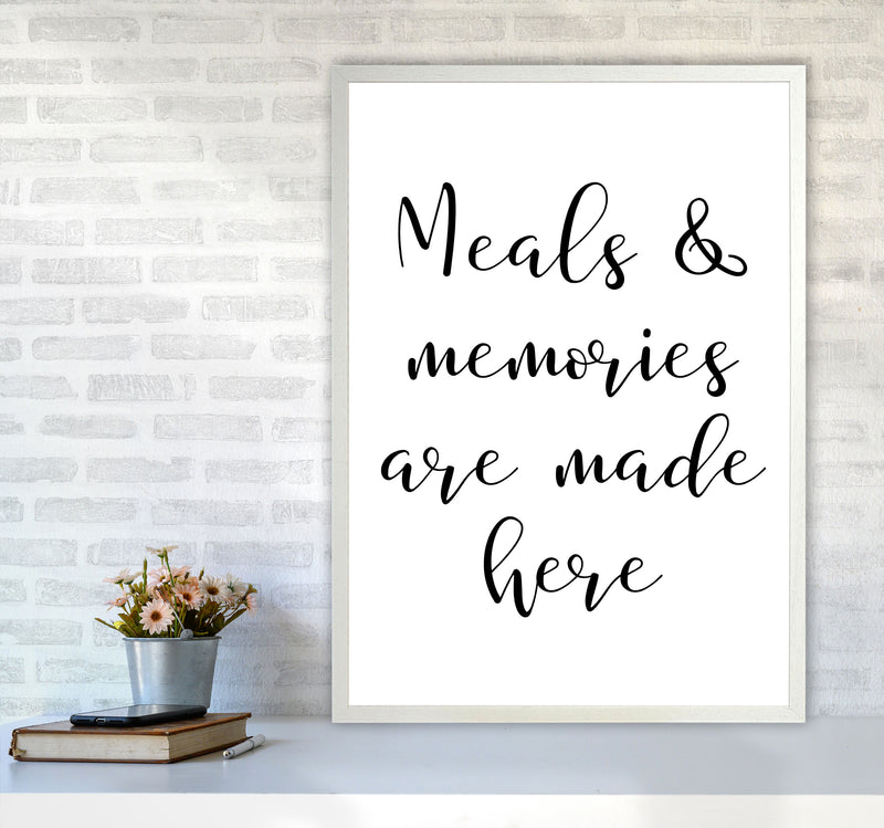 Meals And Memories Modern Print, Framed Kitchen Wall Art A1 Oak Frame