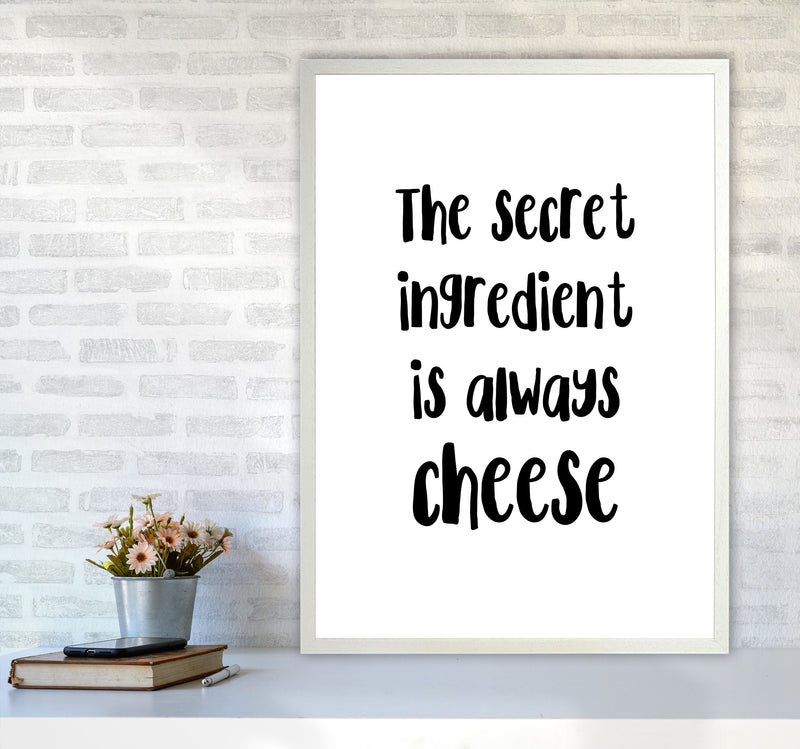 The Secret Ingredient Is Always Cheese Modern Print, Framed Kitchen Wall Art A1 Oak Frame
