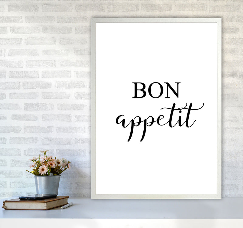 Bon Appetit Framed Typography Wall Art Print A1 Oak Frame