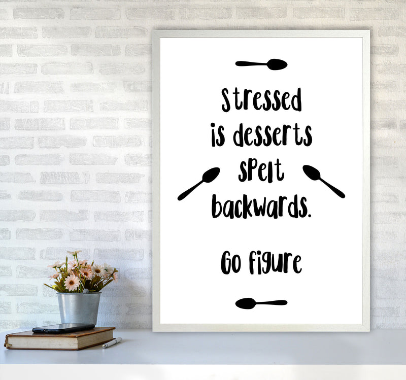 Stressed Is Desserts Spelled Backwards Modern Print, Framed Kitchen Wall Art A1 Oak Frame