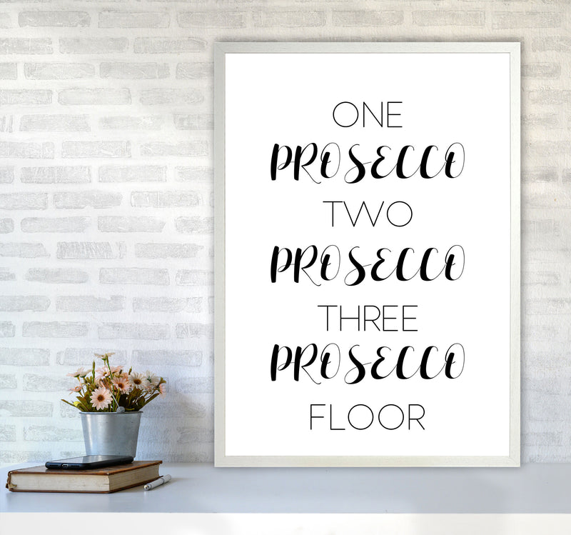 One Prosecco Two Prosecco Modern Print, Framed Kitchen Wall Art A1 Oak Frame