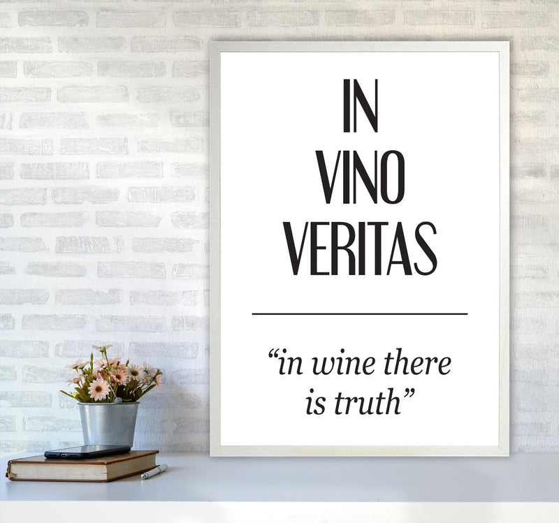 In Vino Veritas Framed Typography Wall Art Print A1 Oak Frame