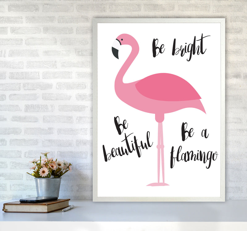 Be A Flamingo Modern Print Animal Art Print A1 Oak Frame