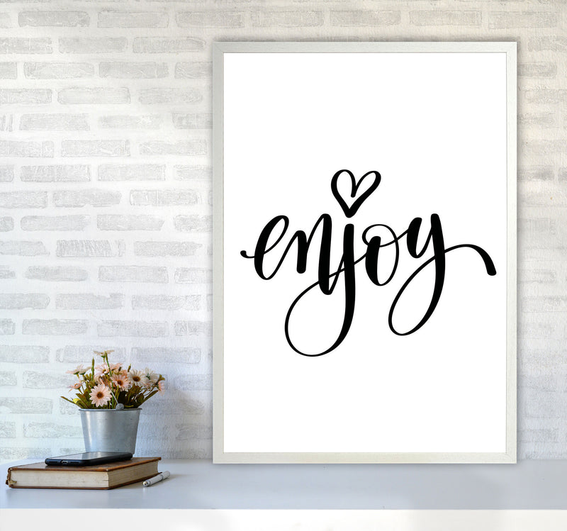 Enjoy Framed Typography Wall Art Print A1 Oak Frame