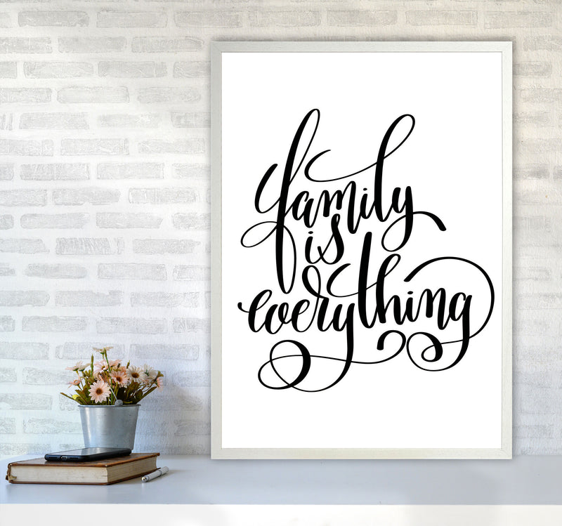 Family Is Everything Framed Typography Wall Art Print A1 Oak Frame