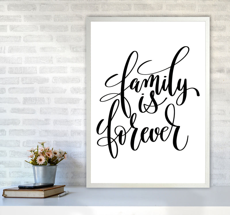 Family Is Forever Framed Typography Wall Art Print A1 Oak Frame