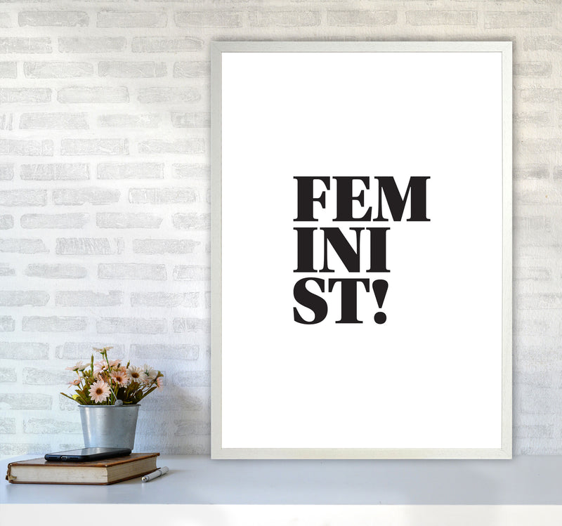 Feminist! Framed Typography Wall Art Print A1 Oak Frame