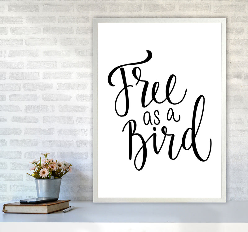 Free As A Bird Framed Typography Wall Art Print A1 Oak Frame