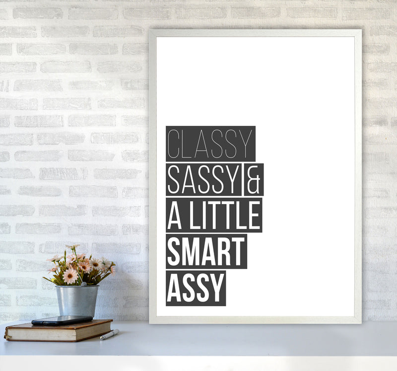 Classy Sassy & A Little Smart Assy Framed Typography Wall Art Print A1 Oak Frame