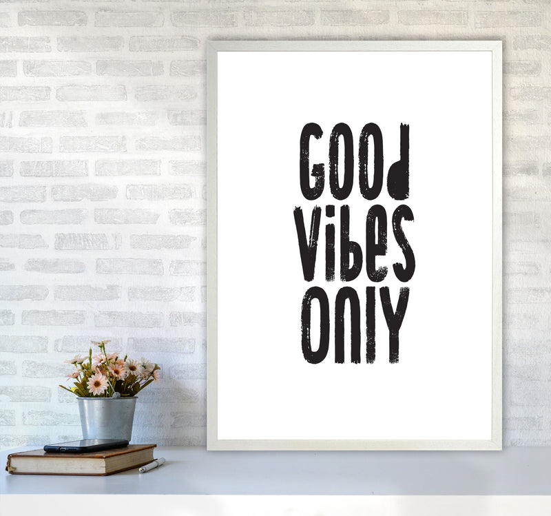 Good Vibes Only Framed Typography Wall Art Print A1 Oak Frame
