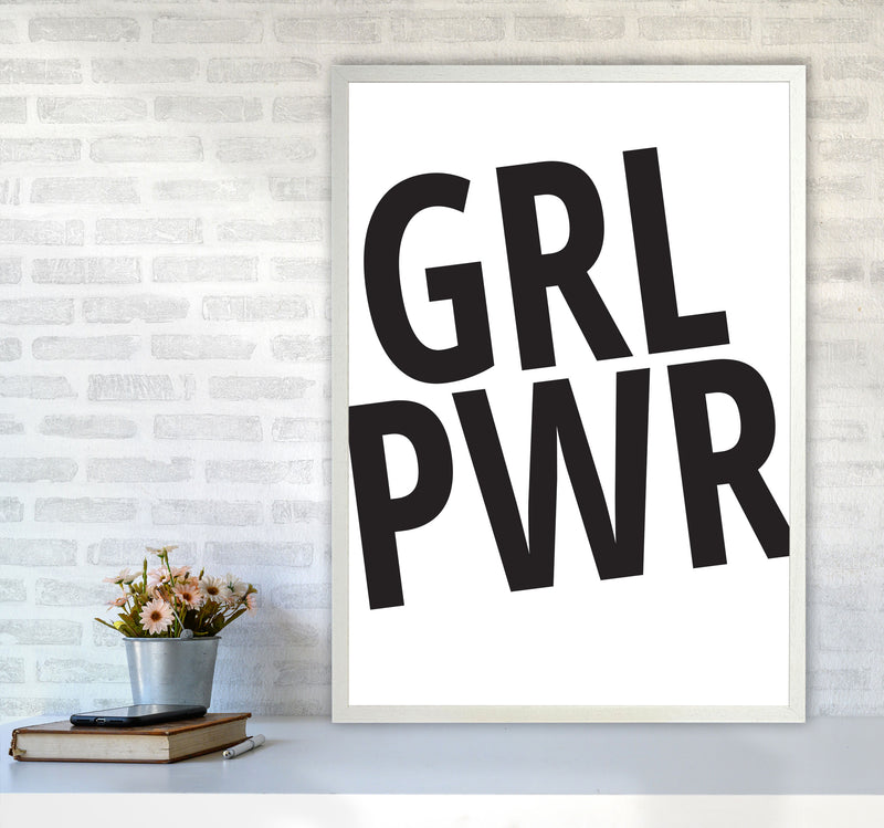 Girl Power Framed Typography Wall Art Print A1 Oak Frame