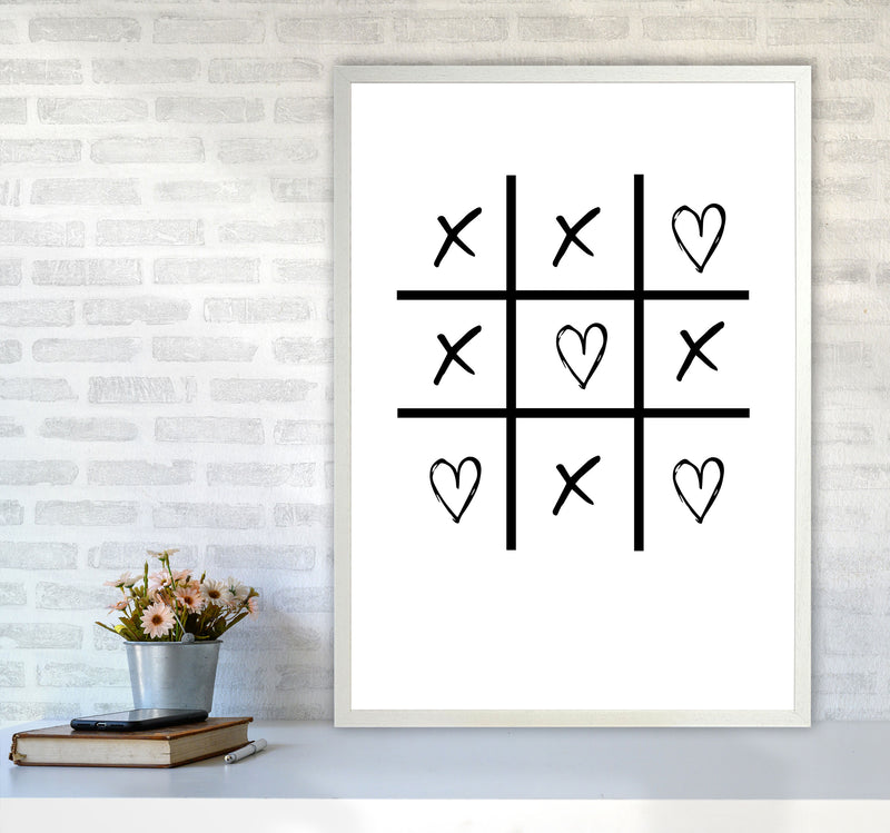 Hearts And Crosses Modern Print A1 Oak Frame