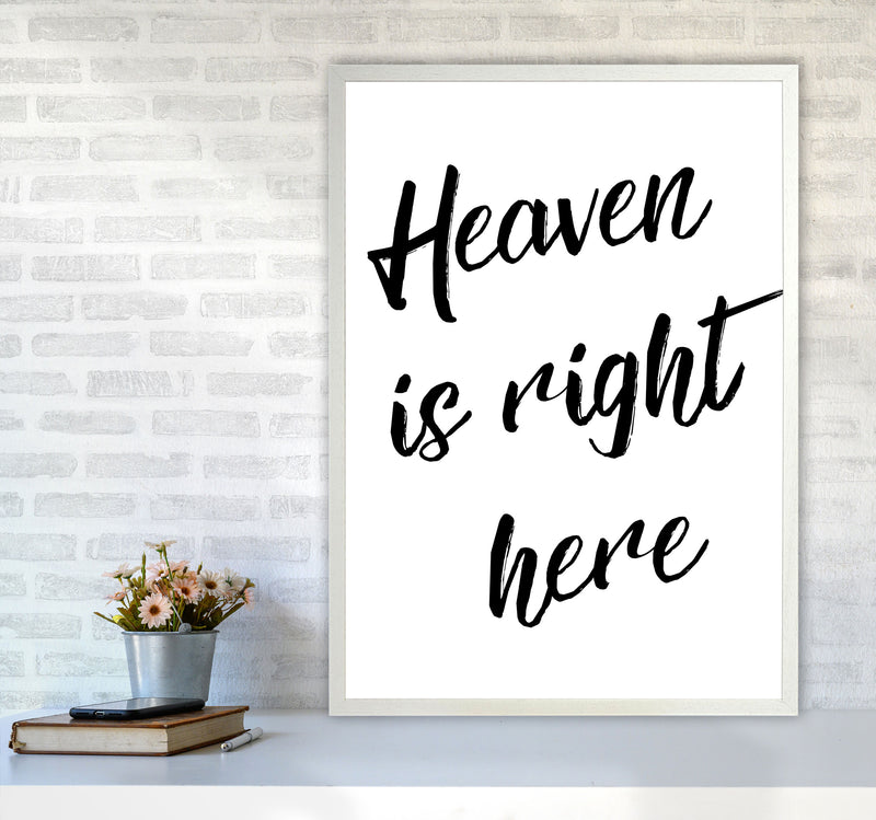 Heaven Is Right Here Framed Typography Wall Art Print A1 Oak Frame