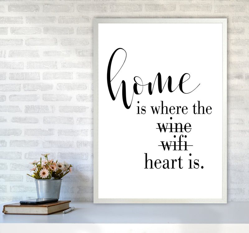 Home Is Where The Heart Is Framed Typography Wall Art Print A1 Oak Frame