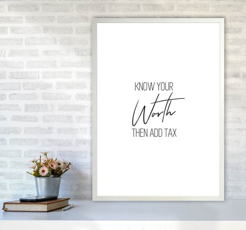 Know Your Worth Framed Typography Wall Art Print A1 Oak Frame