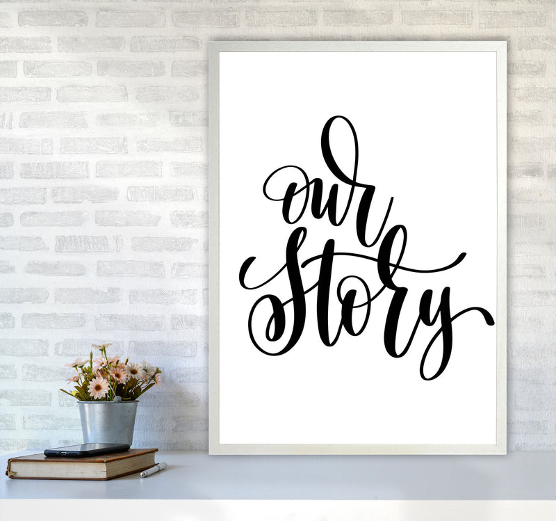 Our Story Framed Typography Wall Art Print A1 Oak Frame