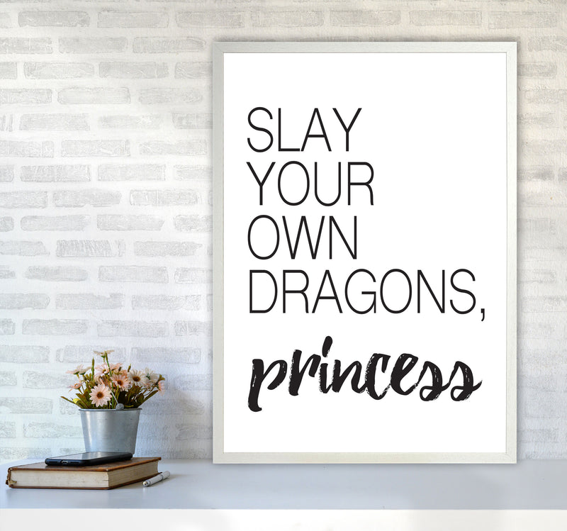 Slay Your Own Dragons Framed Typography Wall Art Print A1 Oak Frame