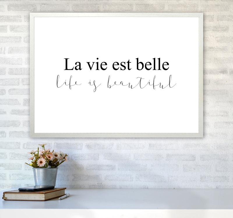 La Vie Est Belle Framed Typography Wall Art Print A1 Oak Frame