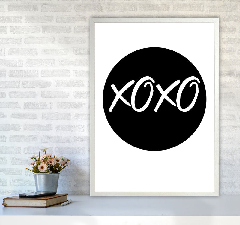 XOXO Black Circle Modern Print A1 Oak Frame