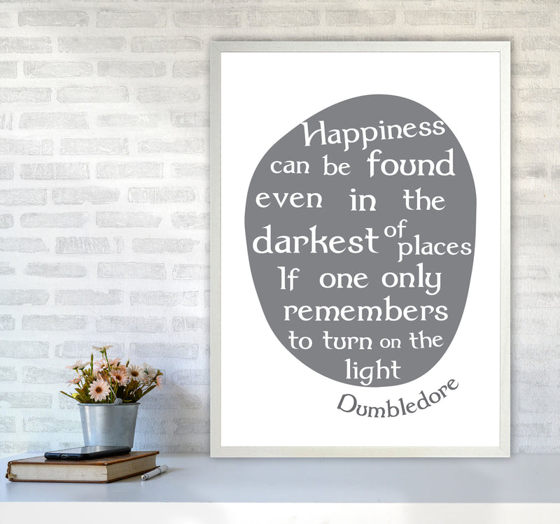 Happiness, Dumbledore Quote Framed Typography Wall Art Print A1 Oak Frame