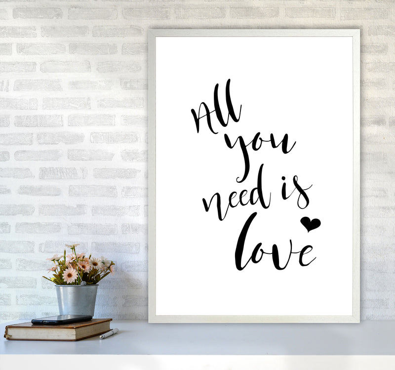 All You Need Is Love Framed Typography Wall Art Print A1 Oak Frame