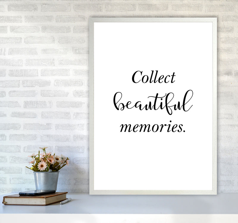 Collect Beautiful Memories Framed Typography Wall Art Print A1 Oak Frame