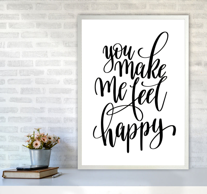 You Make Me Feel Happy Modern Print A1 Oak Frame