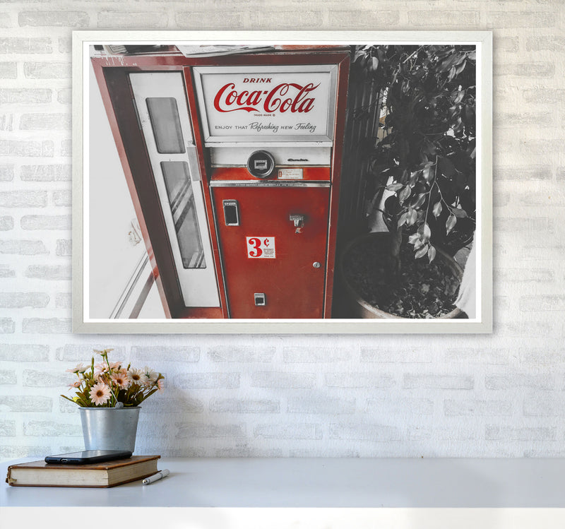 Coca Cola Vending Machine Modern Print A1 Oak Frame