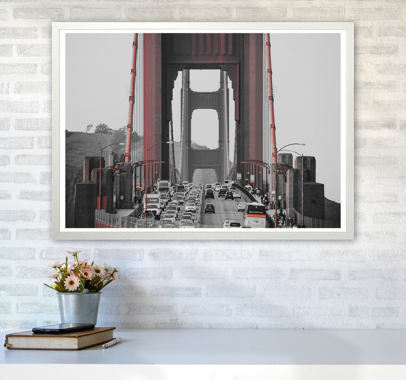Golden Gate Bridge Modern Print A1 Oak Frame